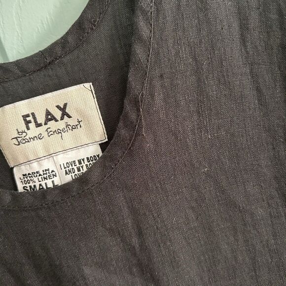 Vtg FLAX By Jeanne Engleheart Linen Black Sleeveless Maxi Dress SEE MEASUREMENTS - Picture 8 of 13